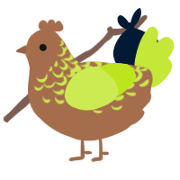 A brown and lime chicken with a half-lace pattern