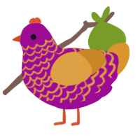 A plum and orange chicken with a lace pattern
