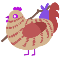 A beige and red chicken with a bar pattern