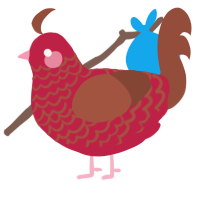 A crimson and russet chicken with a lace pattern