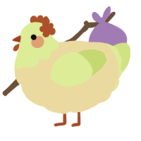 A cream and apple chicken with a head pattern