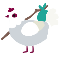 A mist and white chicken with a head pattern