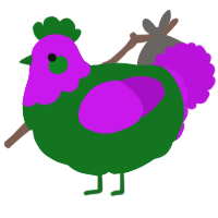 A leaf and amethyst chicken with a head pattern