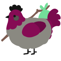 A ash and wine chicken with a head pattern