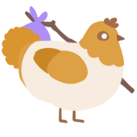 A cream and orange chicken with a head pattern