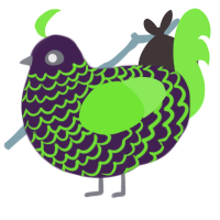 A gluppy and violet chicken with a lace pattern