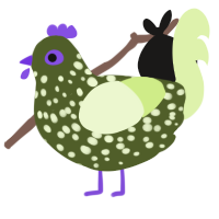 A olive and apple chicken with a speckle pattern