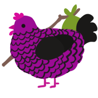 A plum and sable chicken with a lace pattern