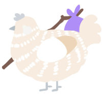 A cream chicken with a bar pattern