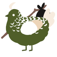 A olive and cream chicken with a half-lace pattern