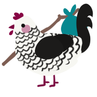 A white and sable chicken with a lace pattern