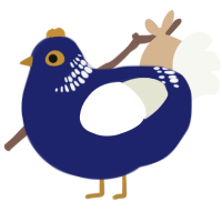 A navy and white chicken with a neck-band pattern