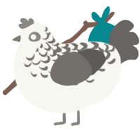 A white and grey chicken with a half-lace pattern