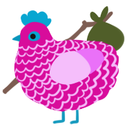 A fuchsia and lavender chicken with a lace pattern