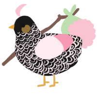 A sable and rose chicken with a double-lace pattern