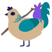 A beige and sea chicken with a neck-band pattern