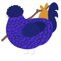 A indigo and navy chicken with a lace pattern