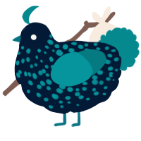 A tumblr and teal chicken with a speckle pattern
