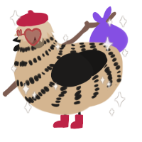 A beige and sable chicken with a bar pattern