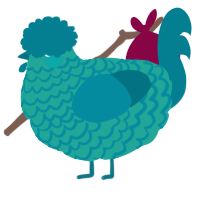 A turquoise and sea chicken with a lace pattern