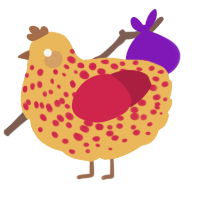 A honey and crimson chicken with a speckle pattern