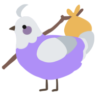 A lilac and mist chicken with a head pattern