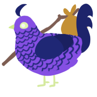 A blurple and navy chicken with a lace pattern