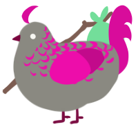 A ash and fuchsia chicken with a half-lace pattern