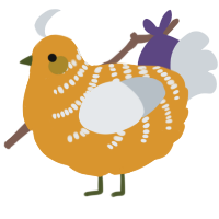 A orange and mist chicken with a half-bar pattern