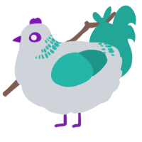 A mist and turquoise chicken with a neck-band pattern