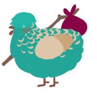 A turquoise and beige chicken with a half-lace pattern