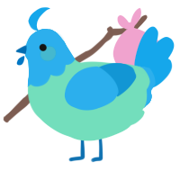 A mint and sky chicken with a head pattern