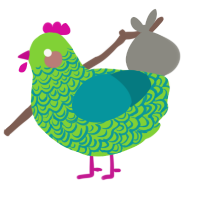 A grass and teal chicken with a double-lace pattern