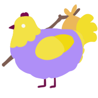 A lilac and yellow chicken with a head pattern