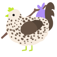 A cream and bark chicken with a speckle pattern