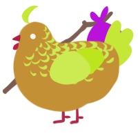 A gold and lime chicken with a half-lace pattern