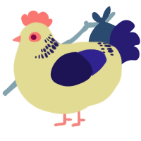 A navy and lemon chicken with a neck-band pattern