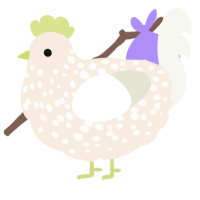 A cream and white chicken with a speckle pattern