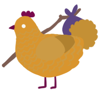 A orange and gold chicken with a lace pattern