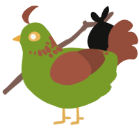 A chartreuse and russet chicken with a neck-speckle pattern
