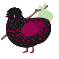 A sable and maroon chicken with a speckle pattern