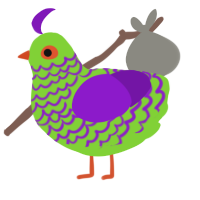 A grass and violet chicken with a lace pattern