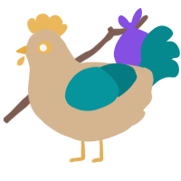A beige and teal chicken
