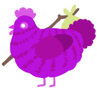 A amethyst and plum chicken with a bar pattern