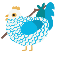 A white and cerulean chicken with a lace pattern