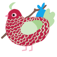 A crimson and gluppy chicken with a lace pattern