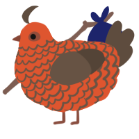 A vermilion and bark chicken with a lace pattern