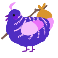 A indigo and lavender chicken with a half-bar pattern