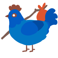 A sapphire and ultramarine chicken with a head pattern