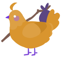 A orange chicken with a head pattern